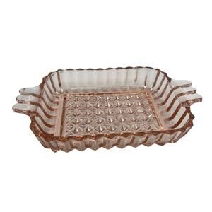 Pink Depression Jeanette Glass | Rectangular Dish With Handles Diamond Pattern‎